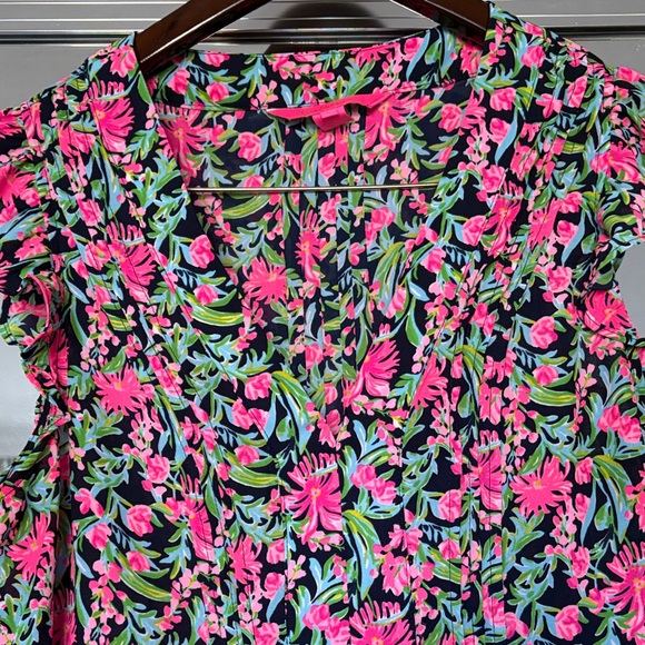 Lilly Pulitzer Pink and blue Floral Blouse - Picture 2 of 7